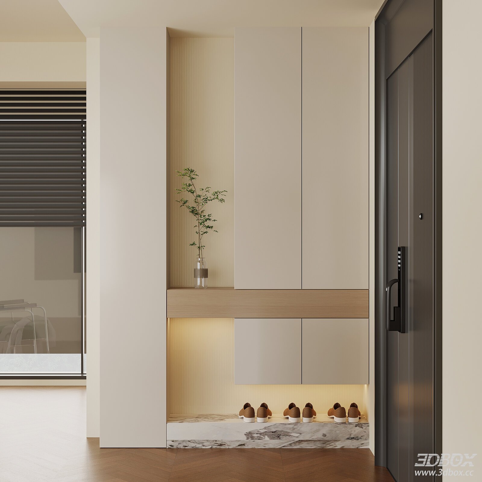 Modern Hallway Cabinet Shelf 3D model - front view