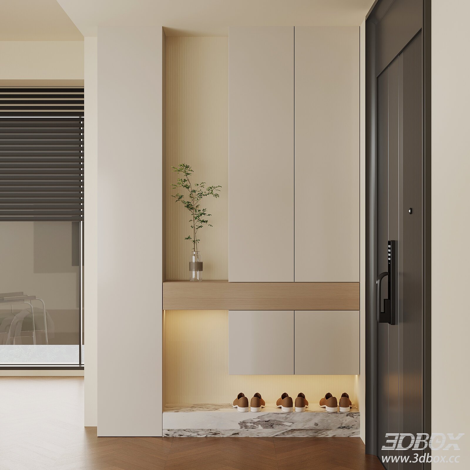 Modern Hallway Cabinet Shelf 3D model - thumbnail 1