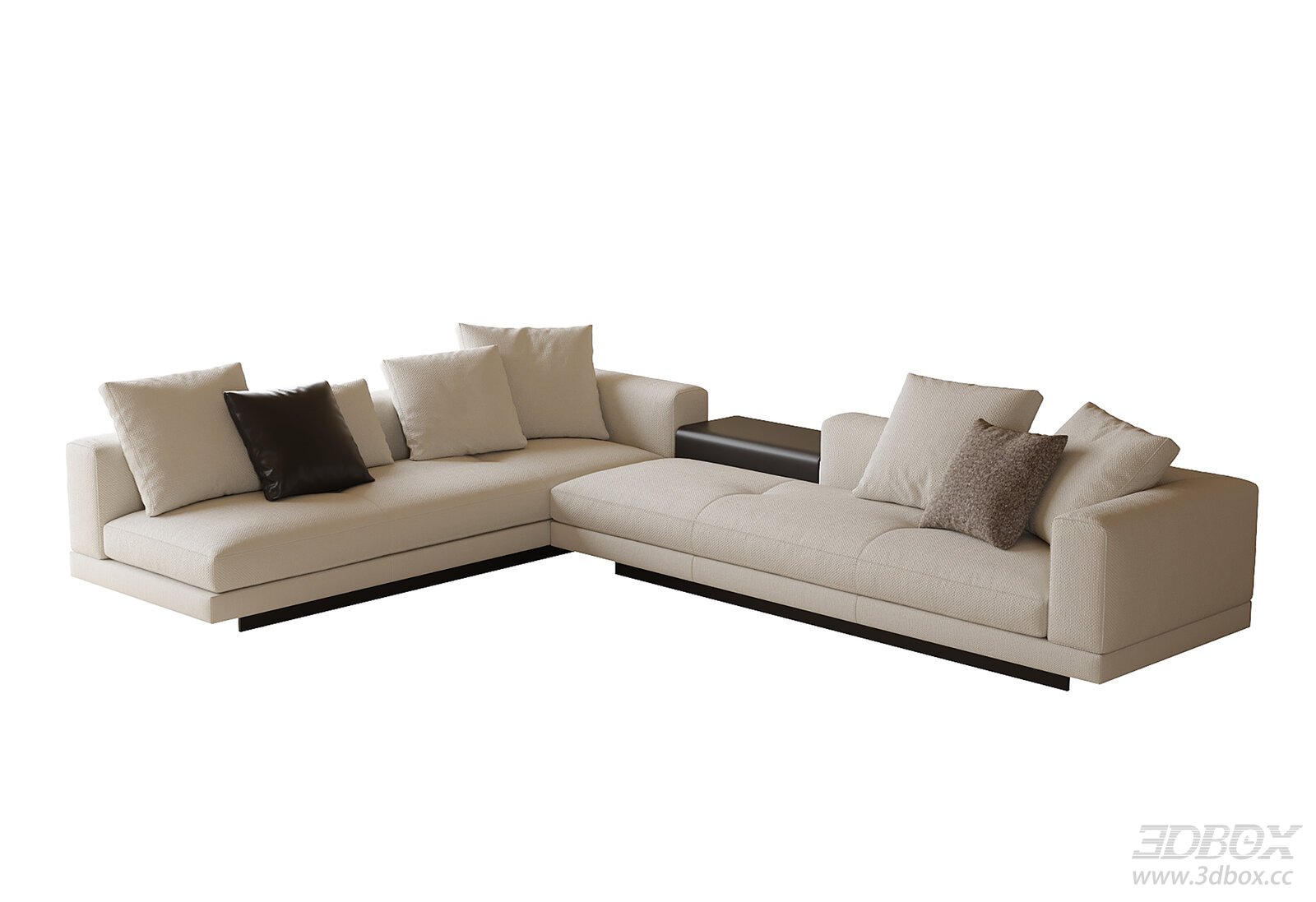 Modern Fabric Sofa Set 3D model - front view