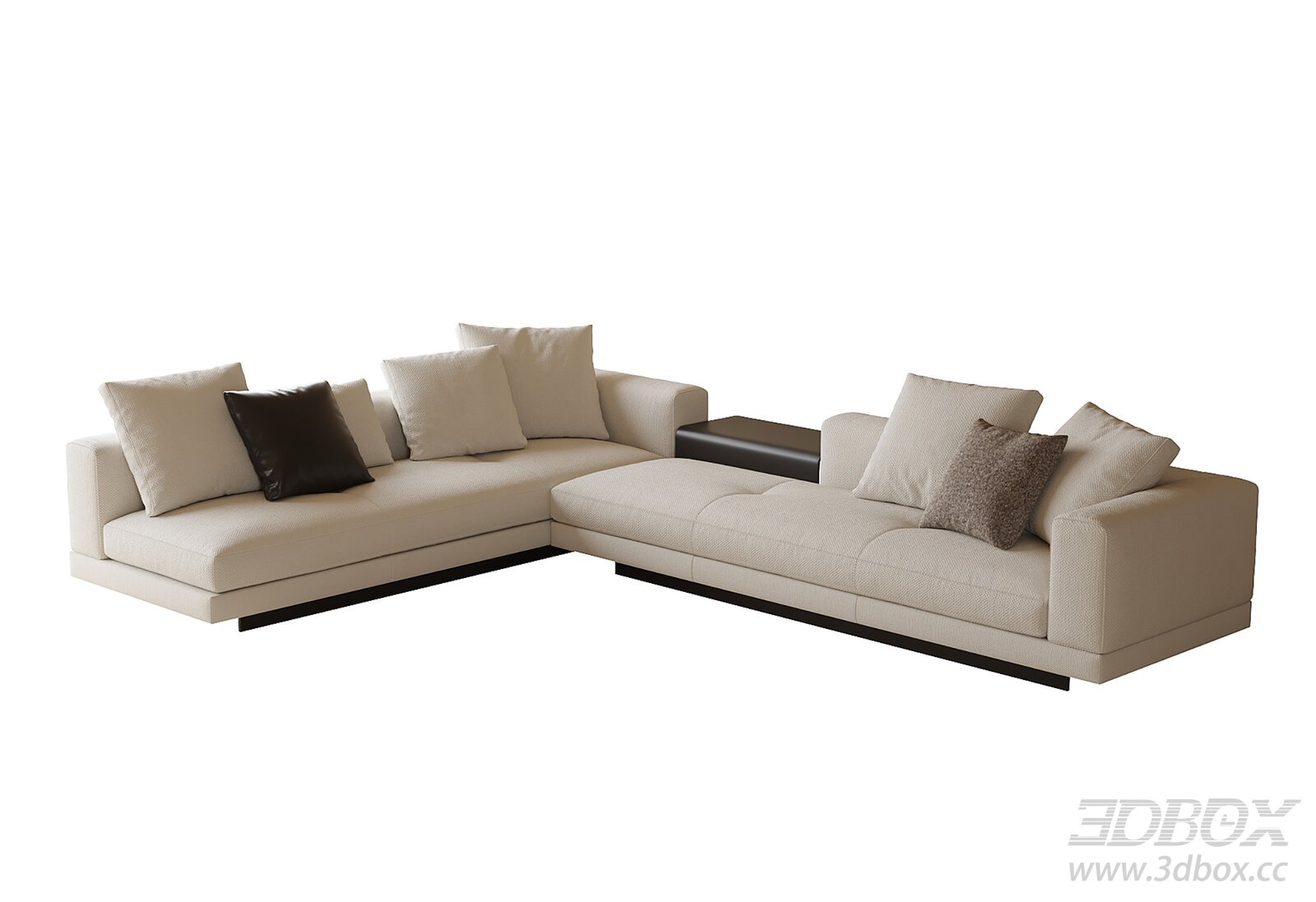 Modern Fabric Sofa Set 3D model - thumbnail 1