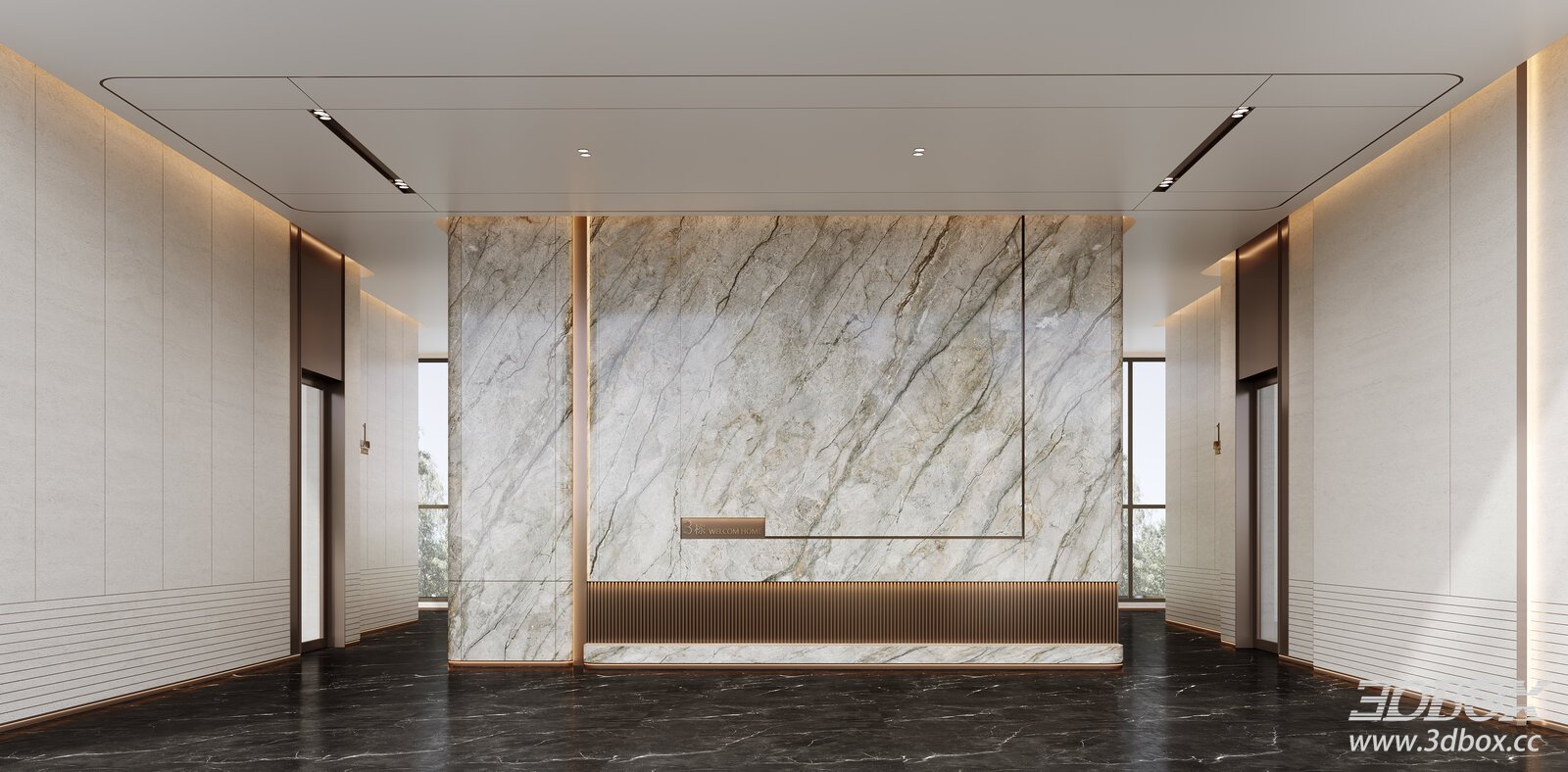 Modern Lobby Reception Area Model 3D model - front view