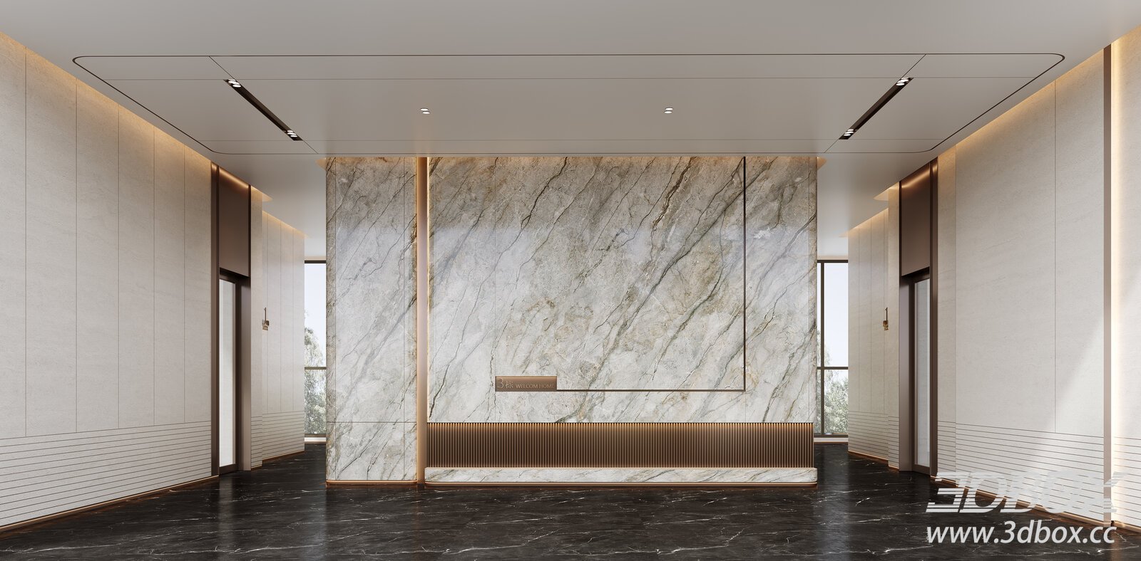 Modern Lobby Reception Area Model 3D model - thumbnail 1
