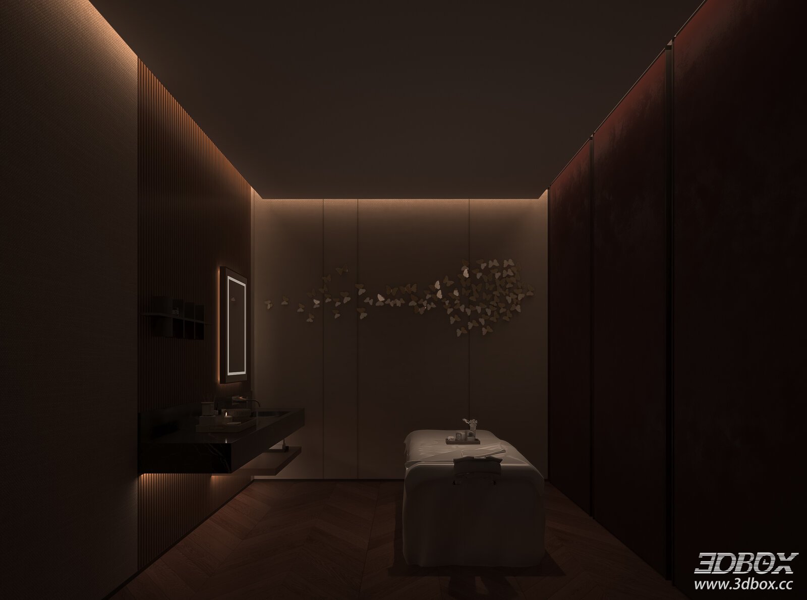 Elegant and Relaxing Spa Room Interior 3D model - front view