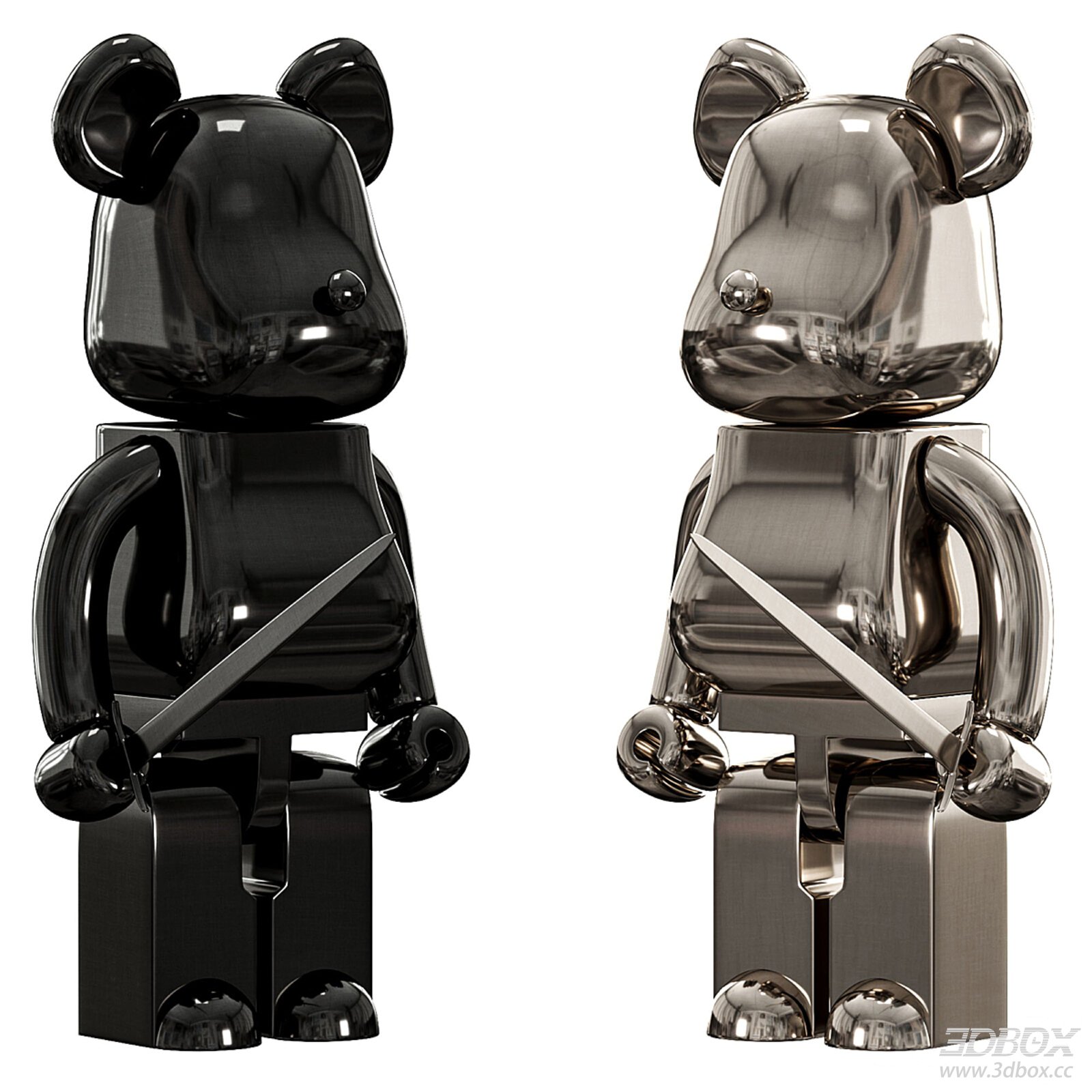 Stylish Bear - shaped Decorative Objects for Interior Design 3D model - front view