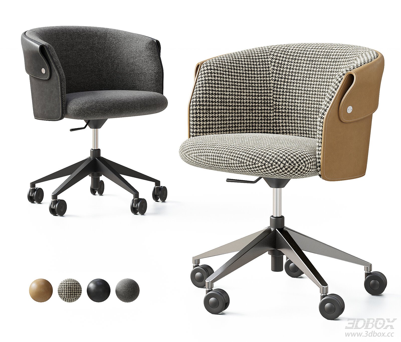 Modern Office Chairs with Stylish Design 3D model - thumbnail 1