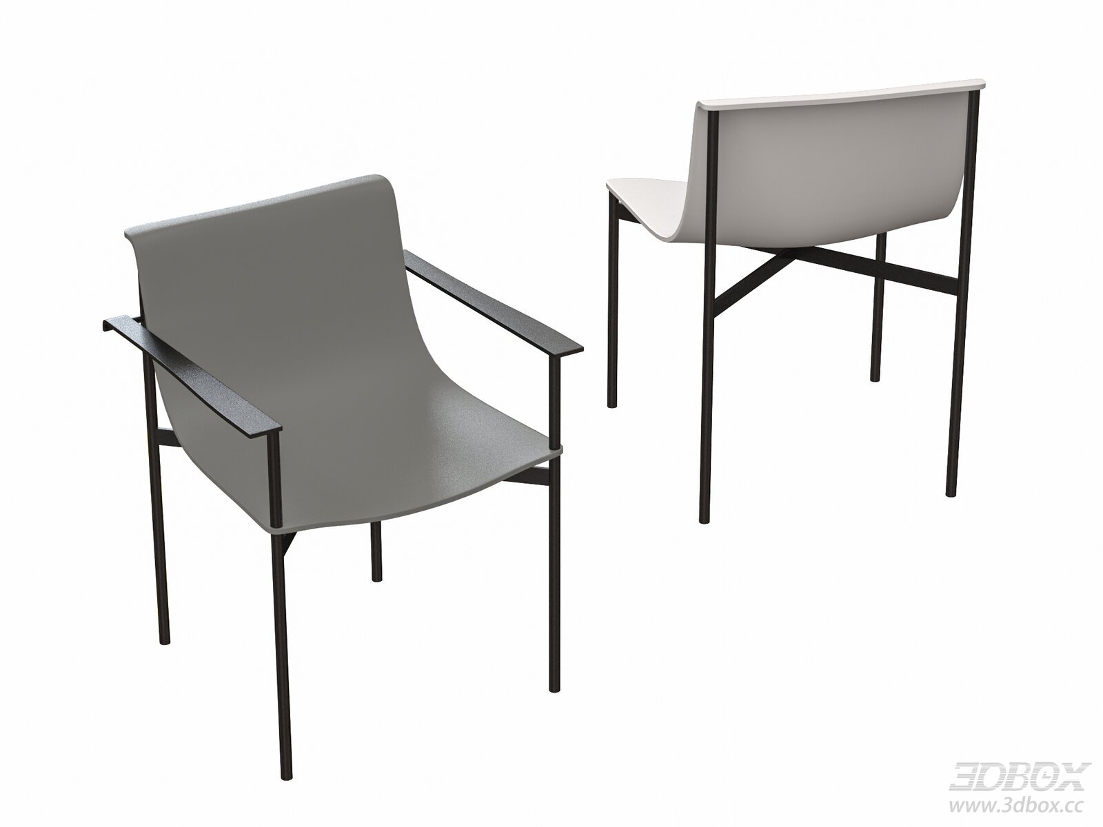 Lema Ombra Italian Minimalist Leather Armchair 3D model - front view