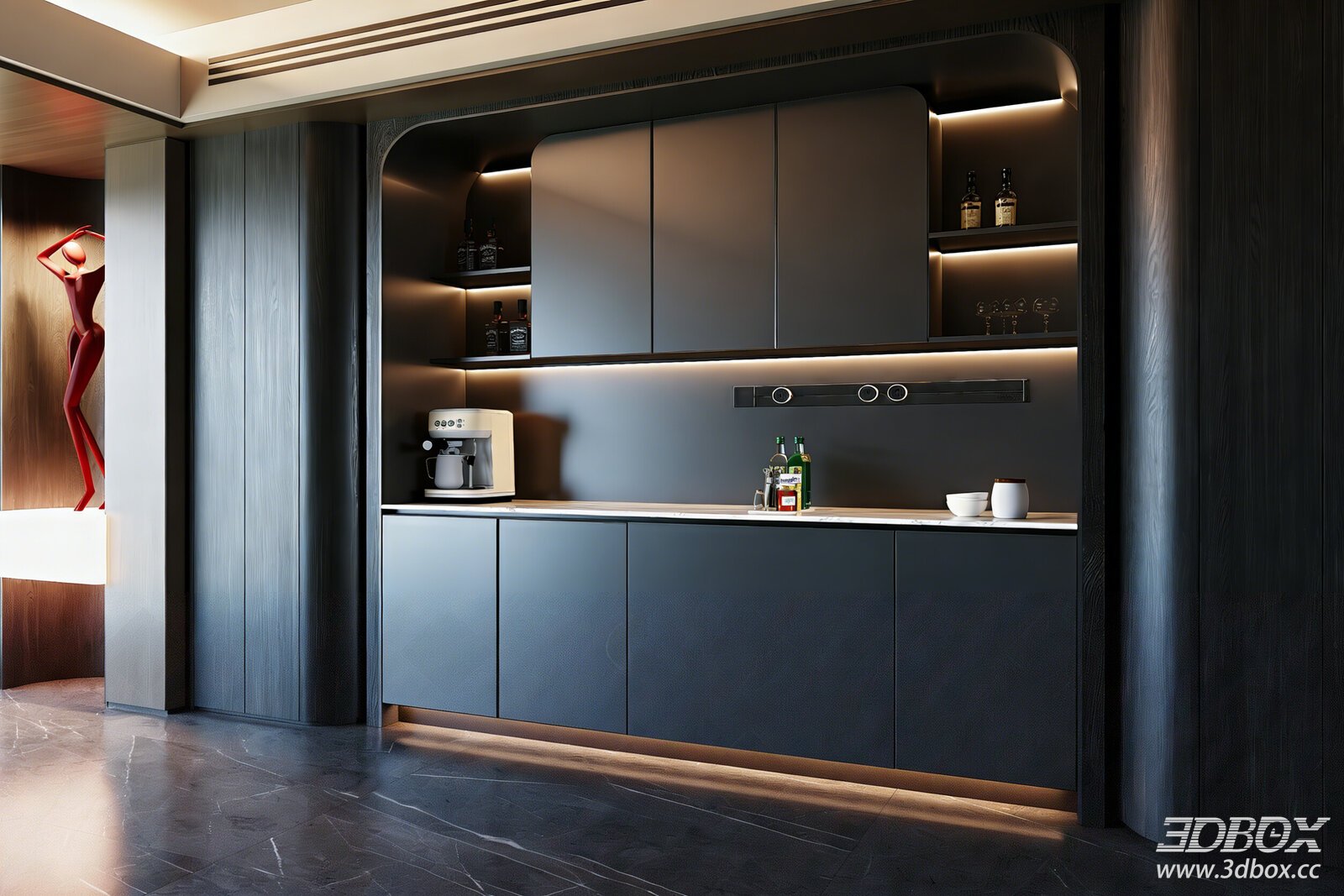 Modern Italian Sideboard for Dining 3D model - thumbnail 1