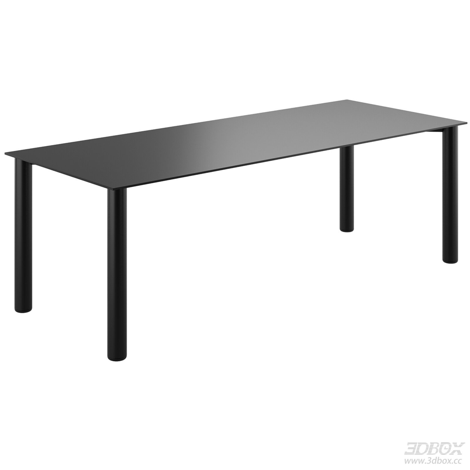 Kristalia Minimalist Black Rectangular Metal Dining Table 3D model - front view