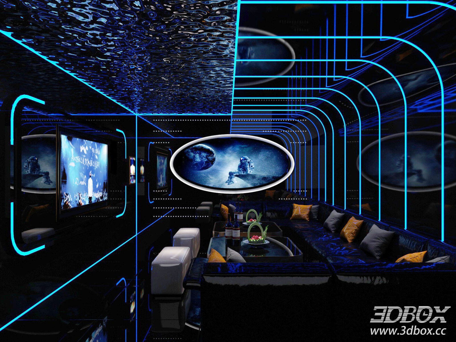 Modern Tech - Style KTV Room 3D model - thumbnail 1
