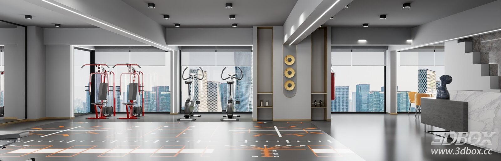Modern Gym 3D model - front view