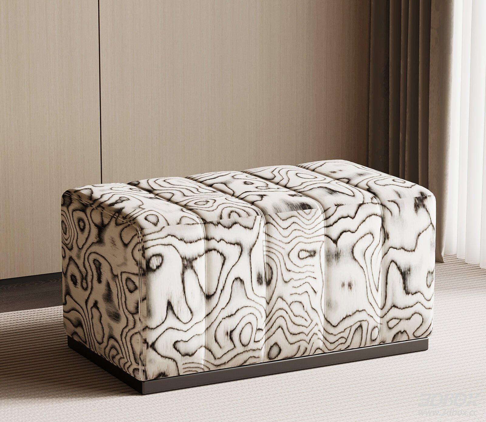 Modern Italian Style Sofa Stool for Shoe - Changing 3D model - front view