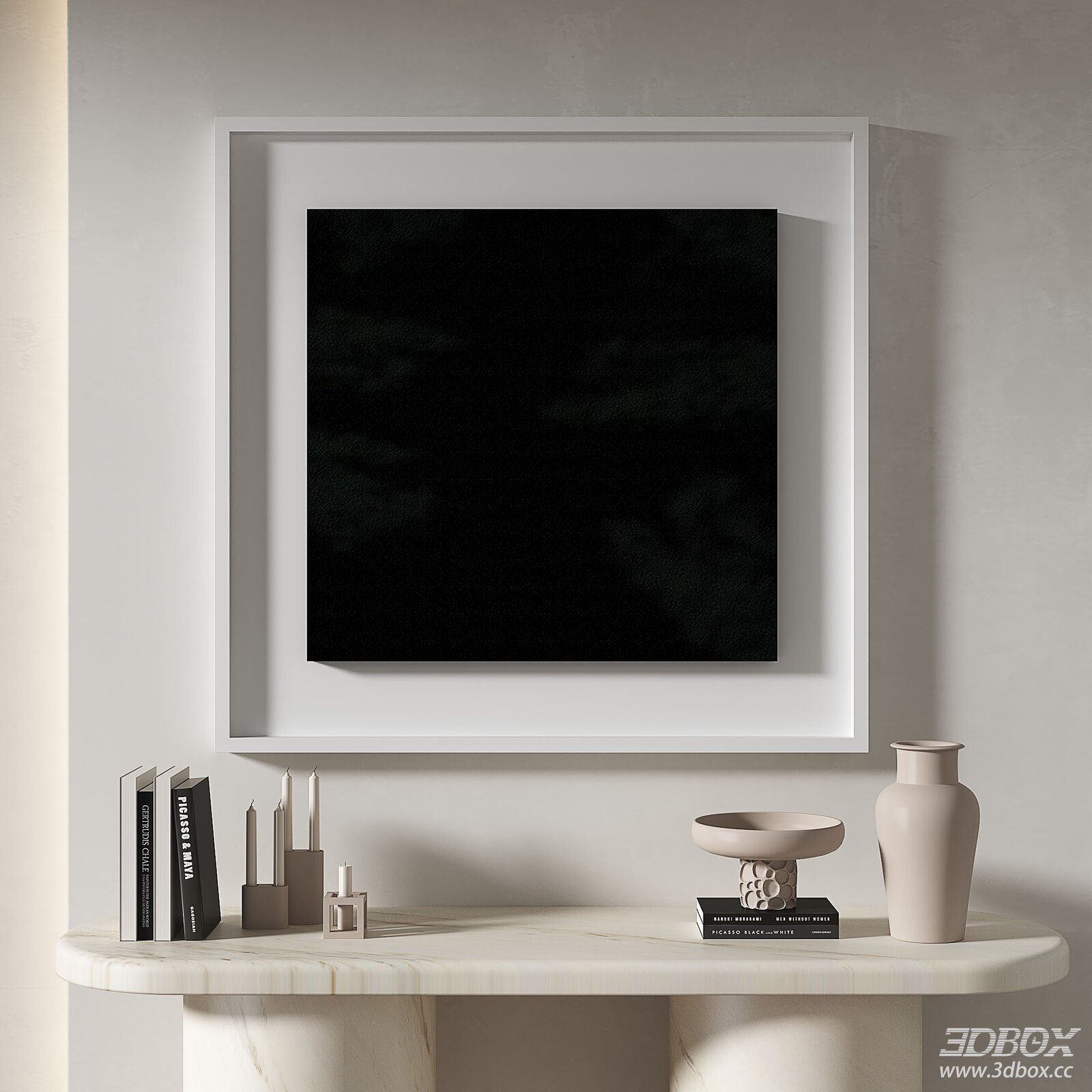 Modern Minimalist Abstract Cream - style Entrance Hall Painting Frame 3D model - front view