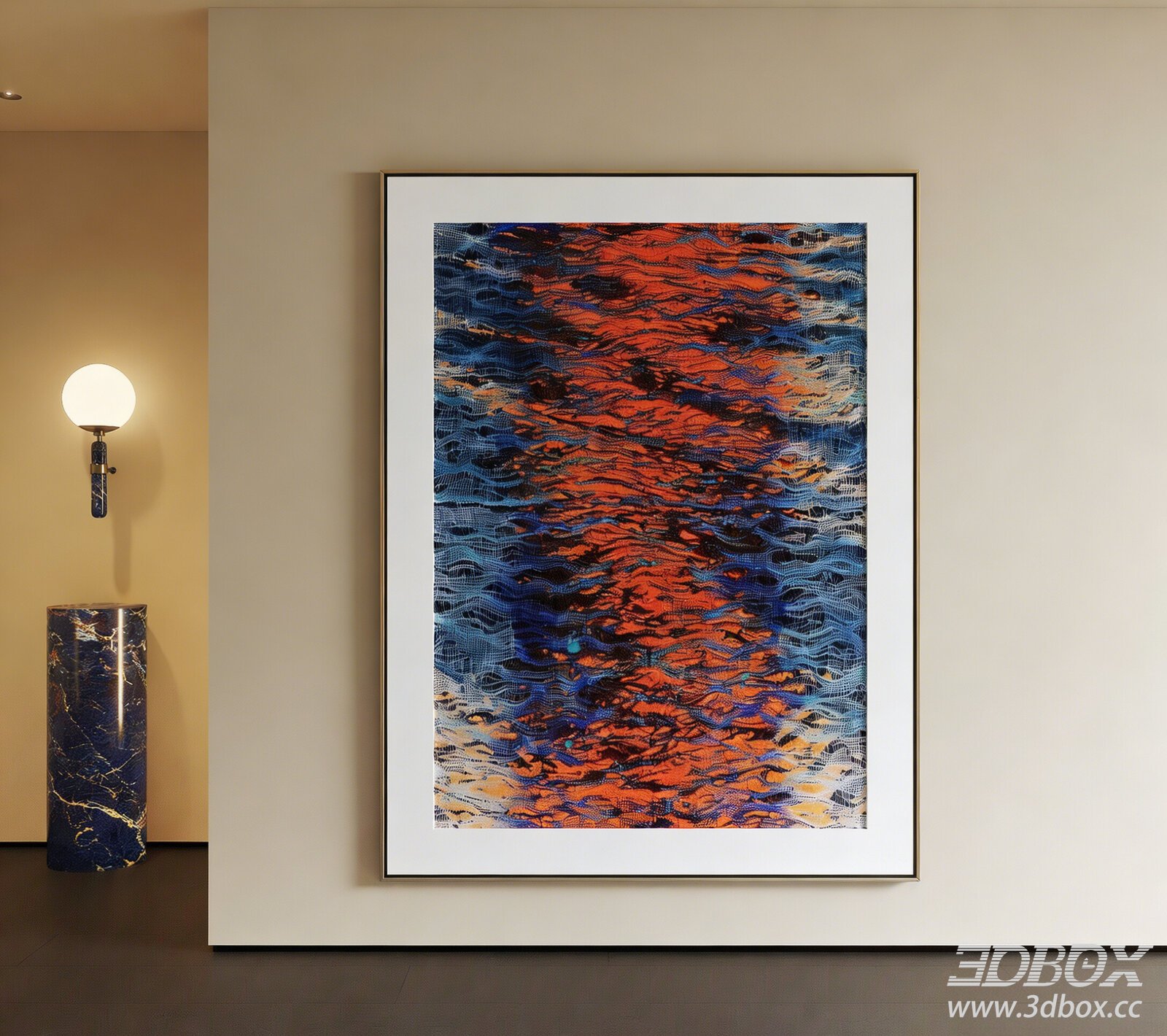 Italian Luxury Abstract Painting with Frame 3D model - thumbnail 1