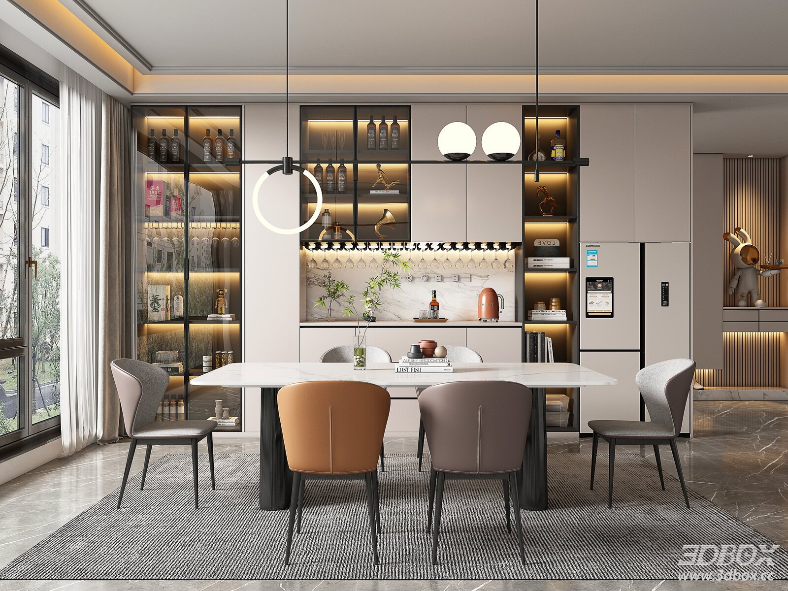 Modern Dining Room 3D model - front view