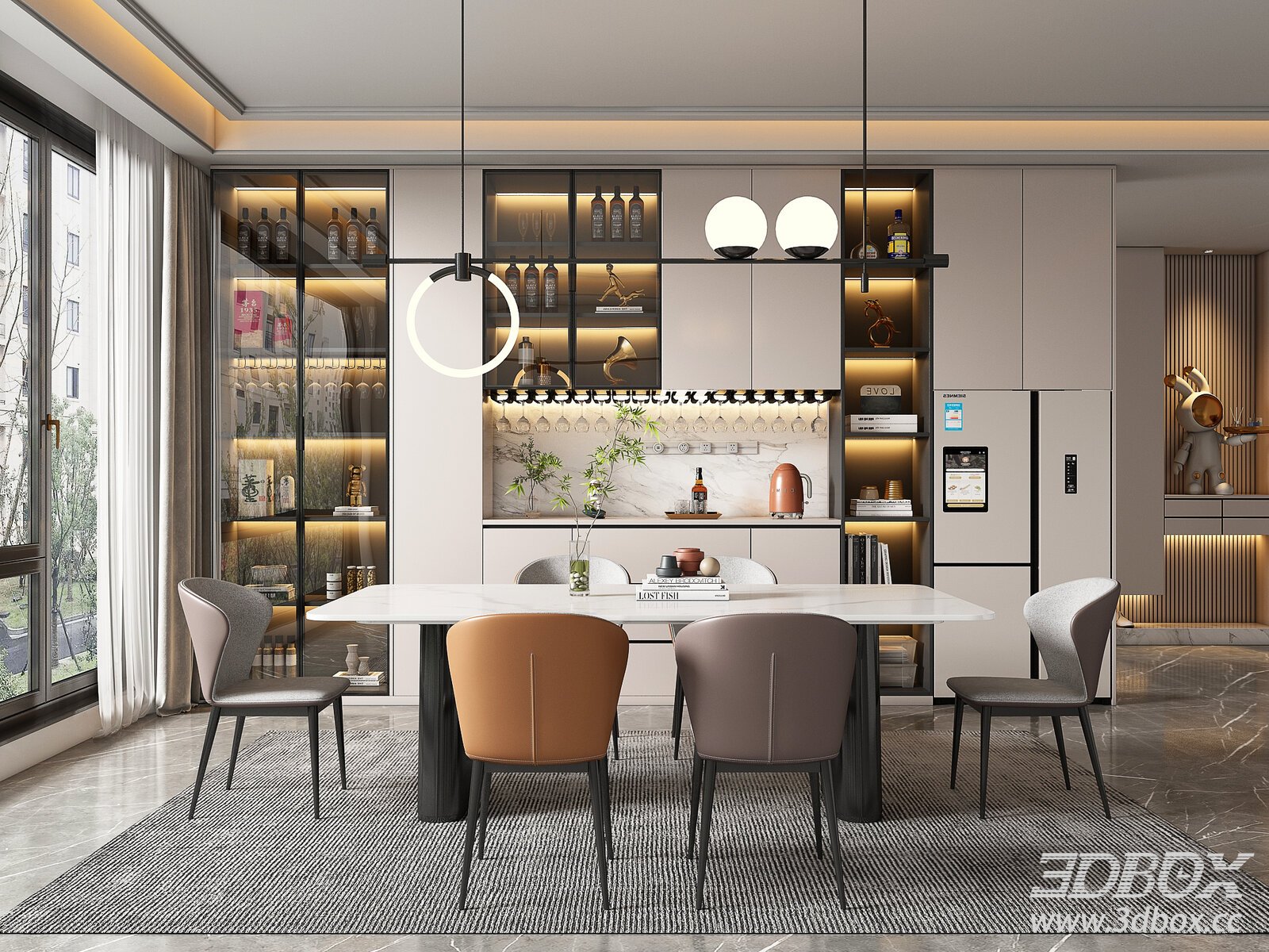 Modern Dining Room 3D model - thumbnail 1