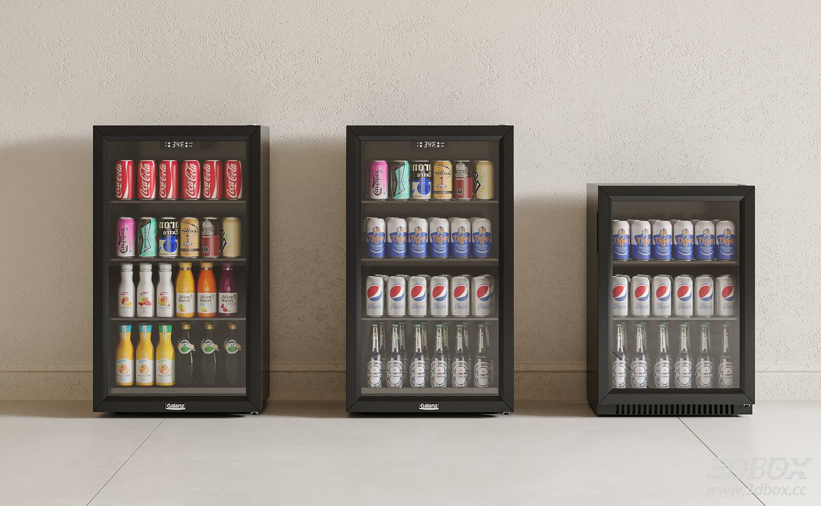Modern Beverage Cooler Set 3D model - thumbnail 1