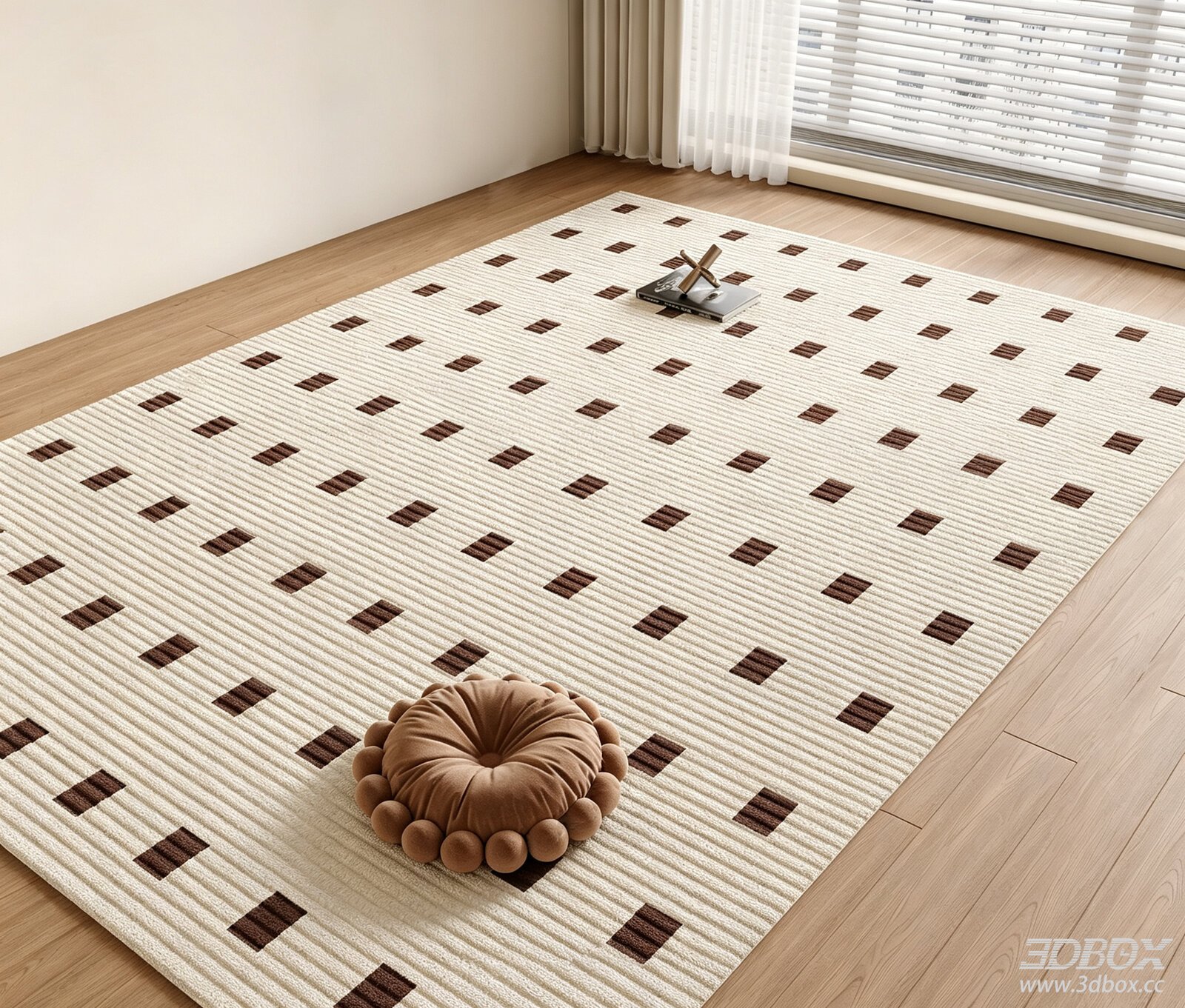 Modern New Chinese Style Plush Carpet 3D model - front view
