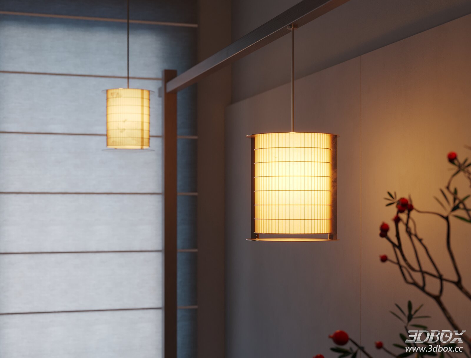 Modern Fabric Ceiling Pendant Lamp 3D model - front view
