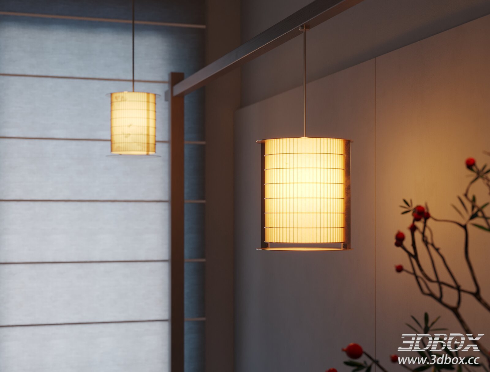 Modern Fabric Ceiling Pendant Lamp 3D model - thumbnail 1