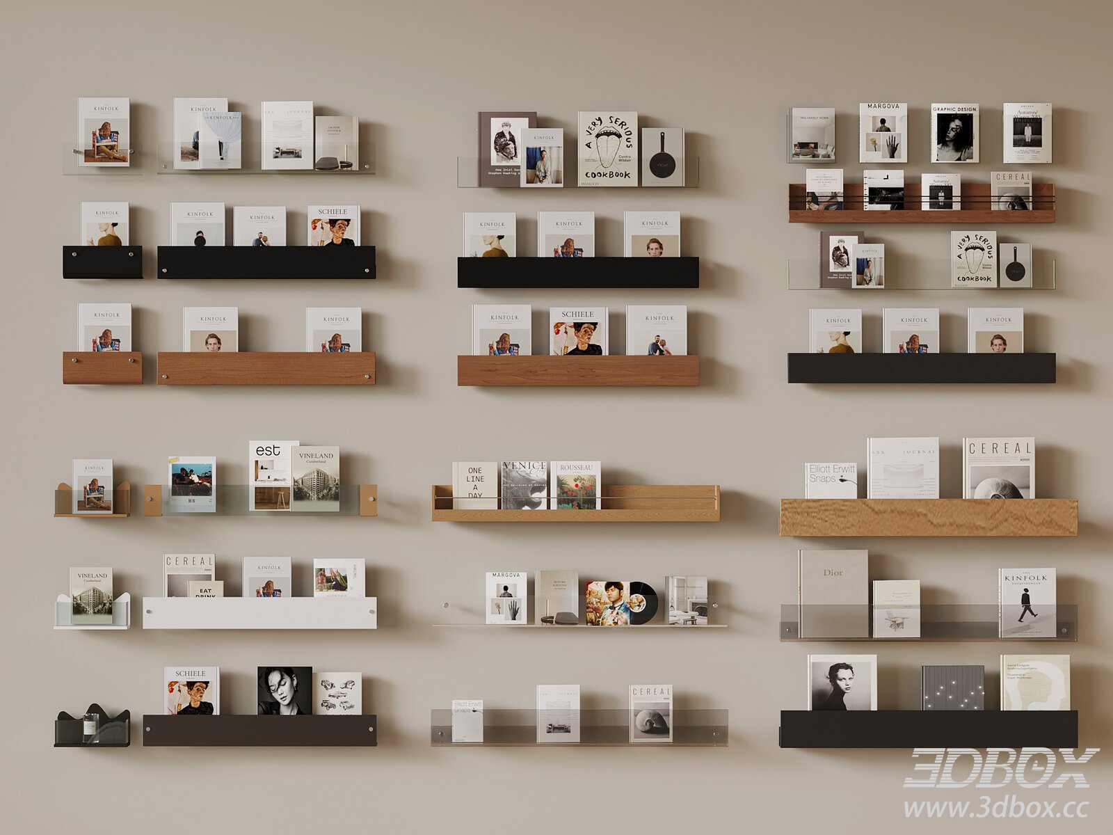 Modern Shelf with Books 3D model - thumbnail 1