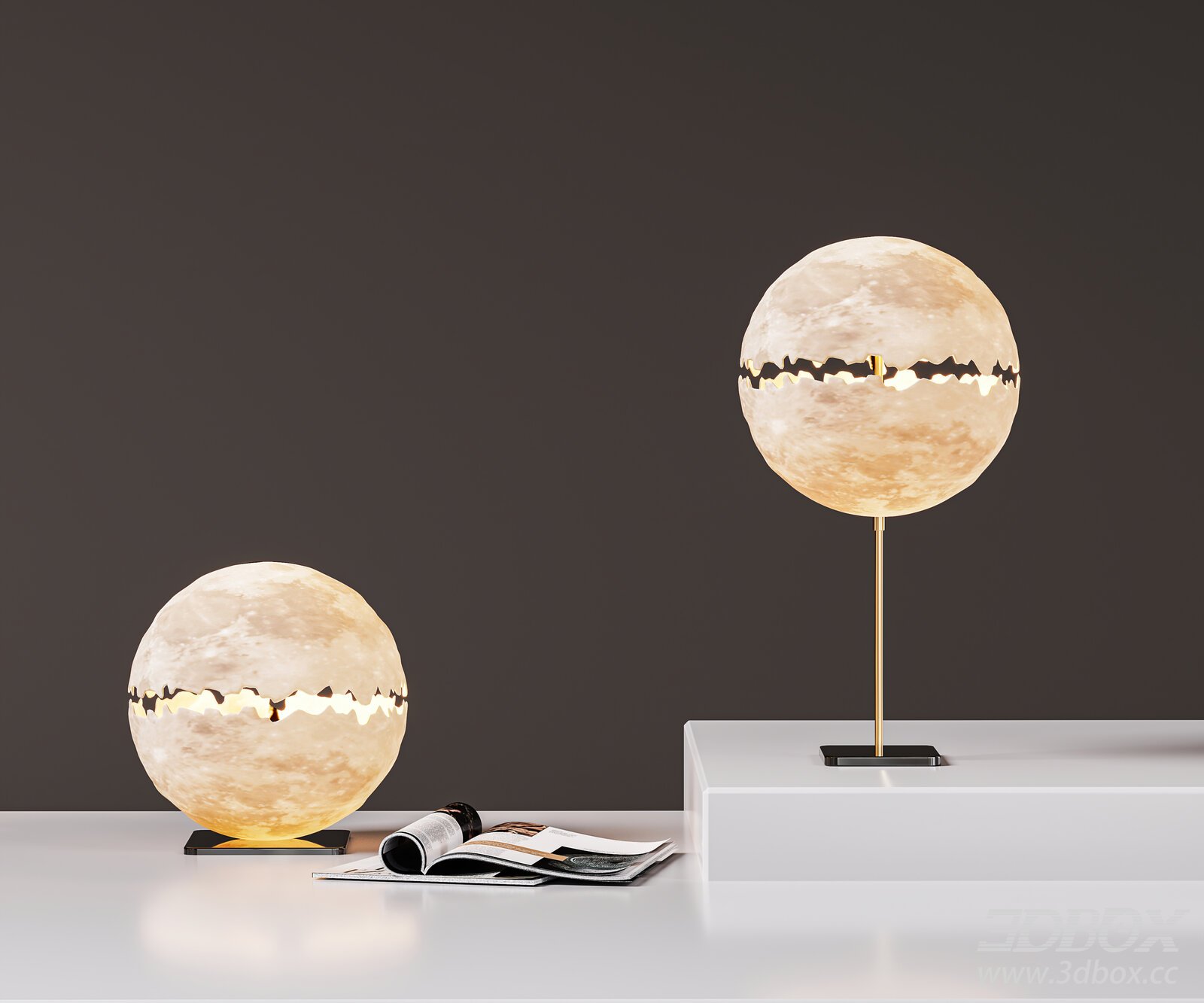 Modern Moon Table Lamp in Metal 3D model - thumbnail 1