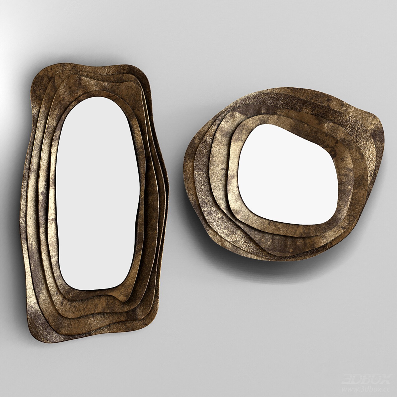 Modern Metal Mirror Set 3D model - thumbnail 1