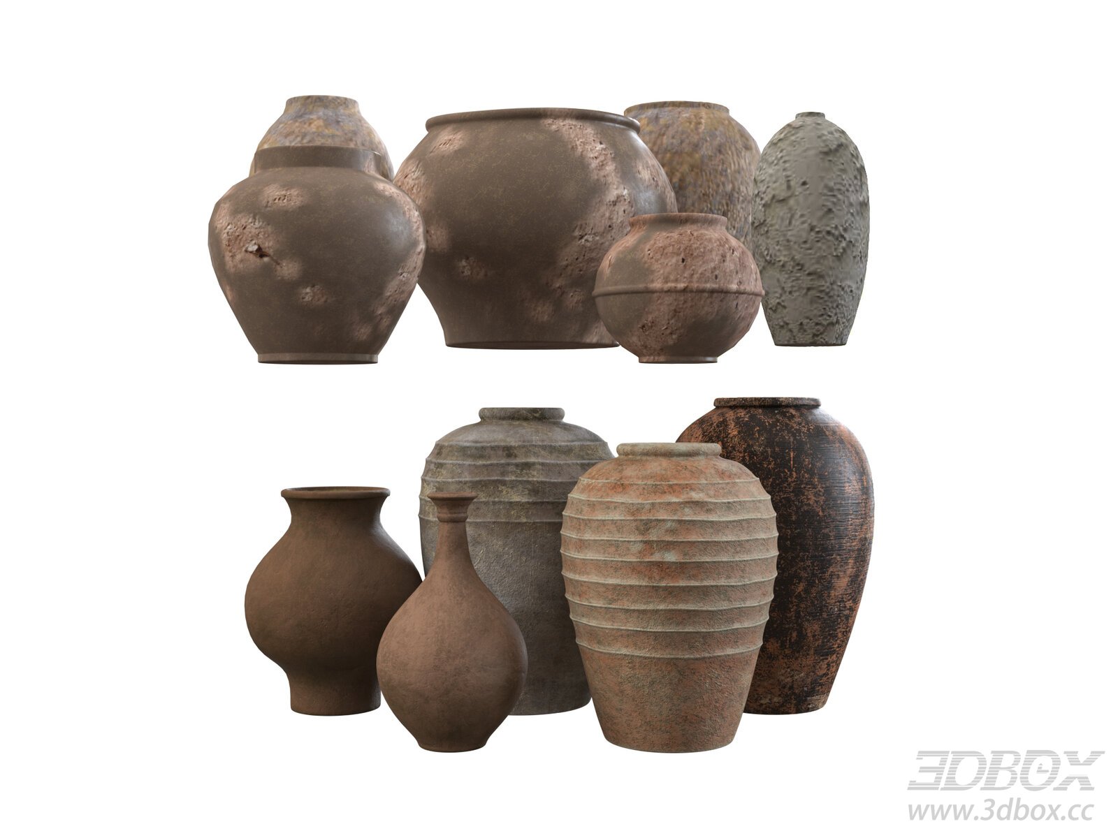 Modern Wabi - Sabi Pottery Vases 3D model - thumbnail 1