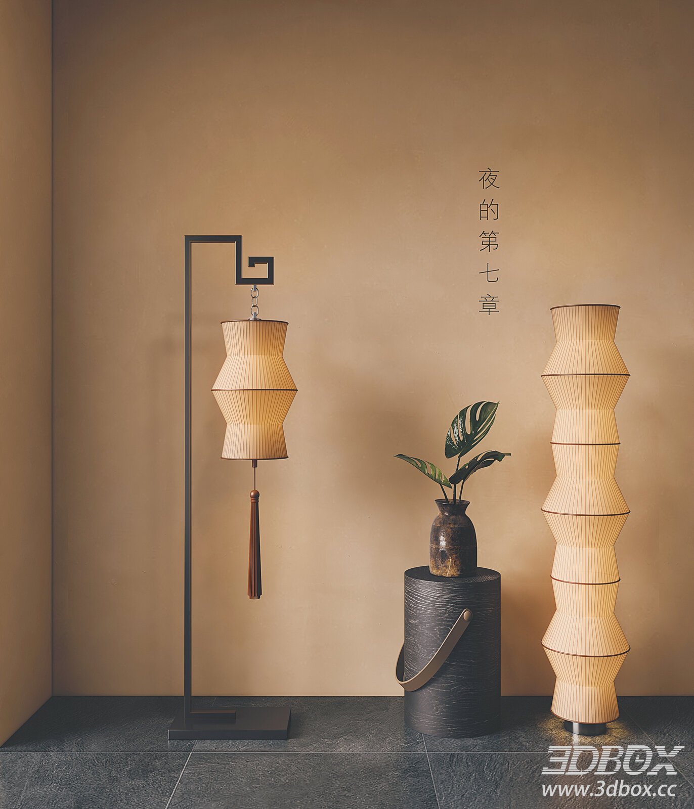 Chinese - style Floor Lamps 3D model - thumbnail 1