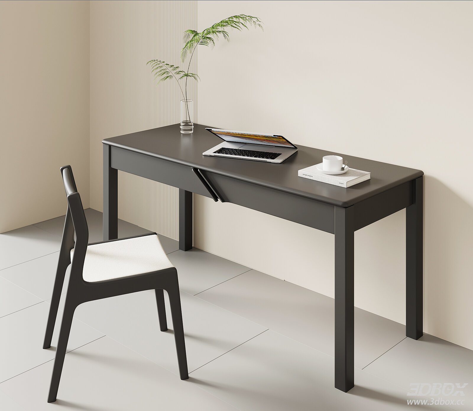 Modern Italian Desk and Chair Set 3D model - thumbnail 1