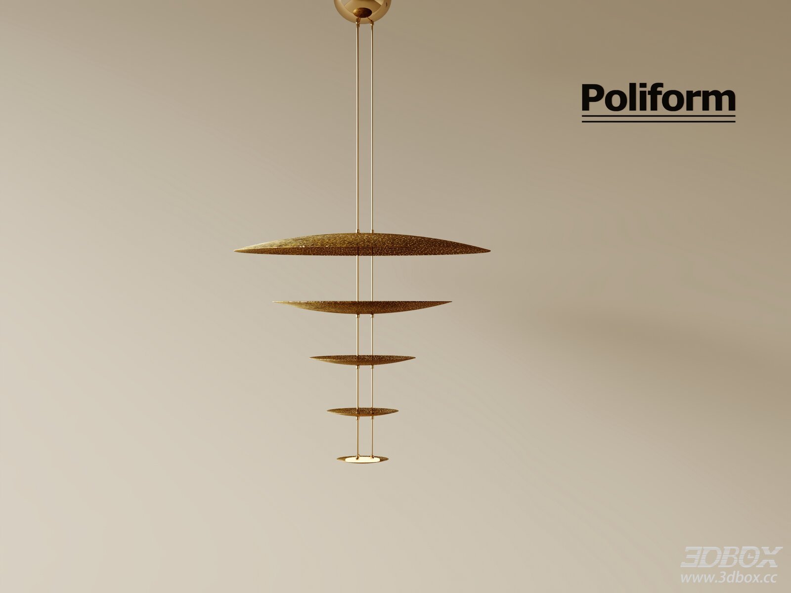 Modern Gold Chandelier by Poliform 3D model - thumbnail 1