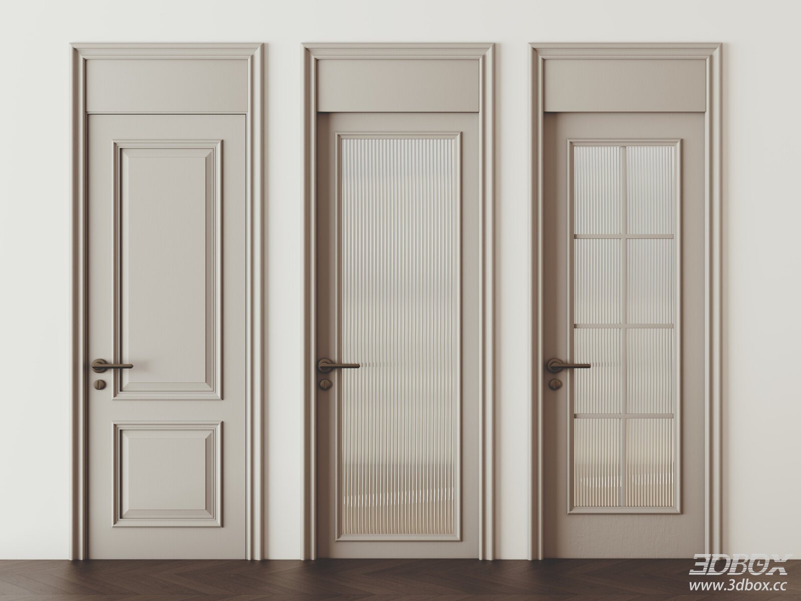 Modern European - style Interior Doors 3D model - thumbnail 1