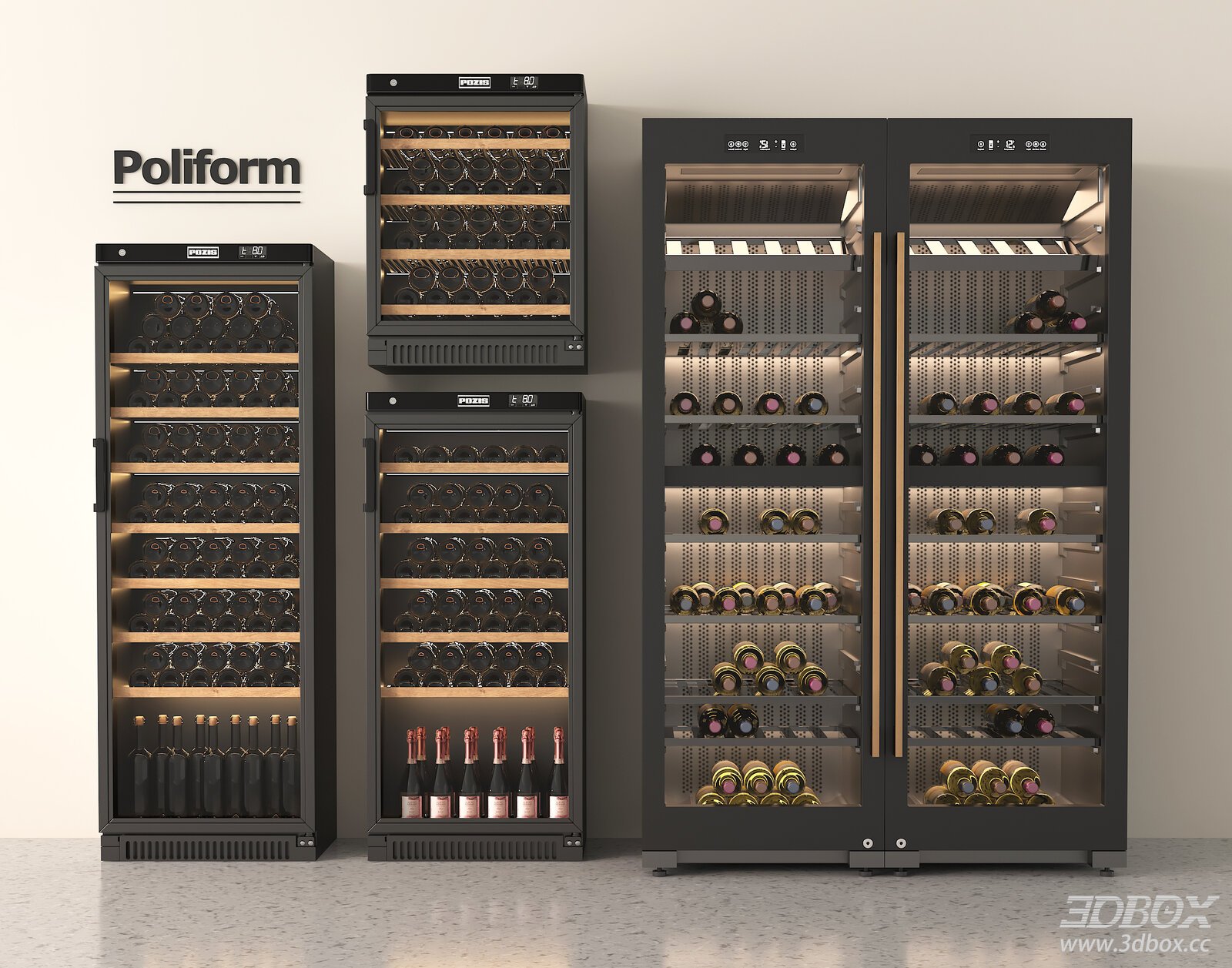 Modern Wine Cabinets by Poliform 3D model - front view