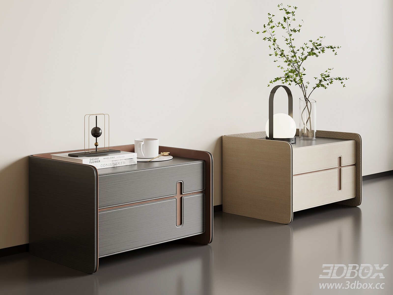 Modern Italian Nightstand 3D model - thumbnail 1