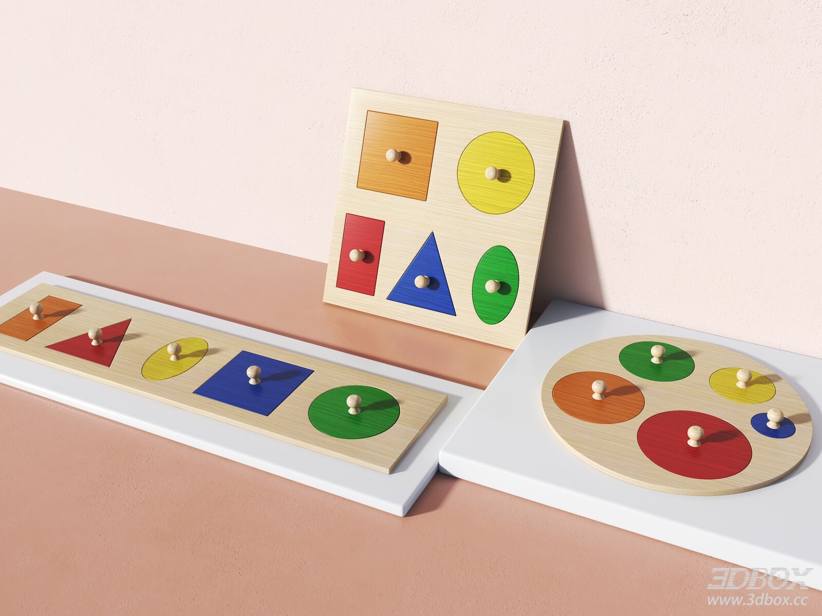 Modern Wooden Educational Child Toys 3D model - front view