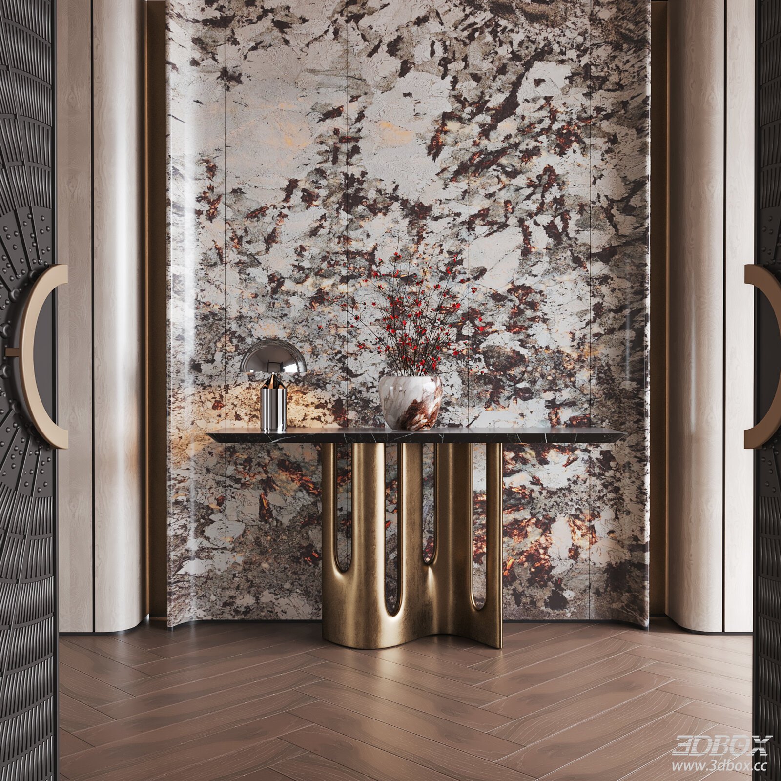 Modern Hallway Console Decoration 3D model - front view