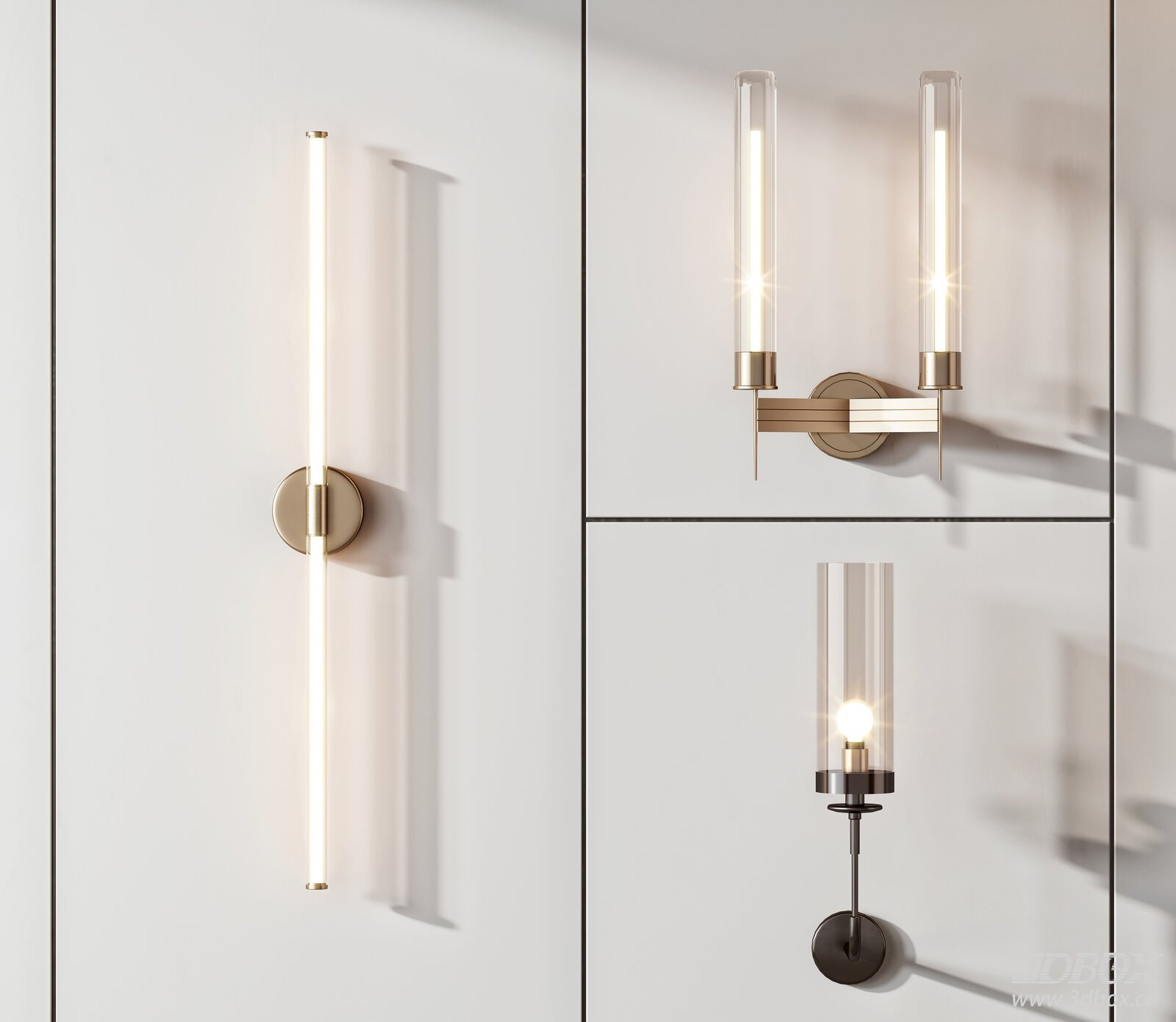 Modern Glass Wall Light 3D model - front view