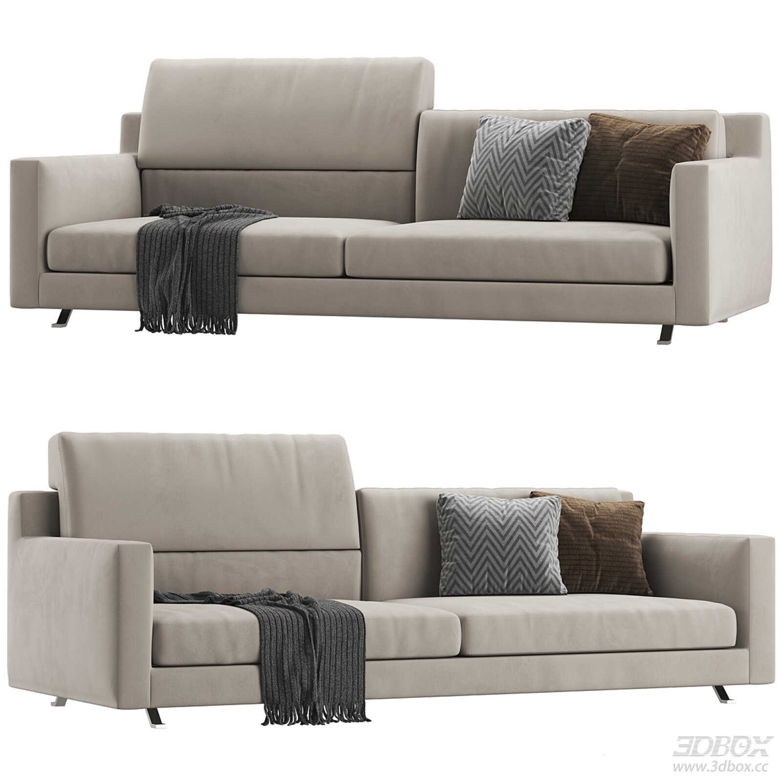 Frigerio James Sofa with Pillows 3D model - front view