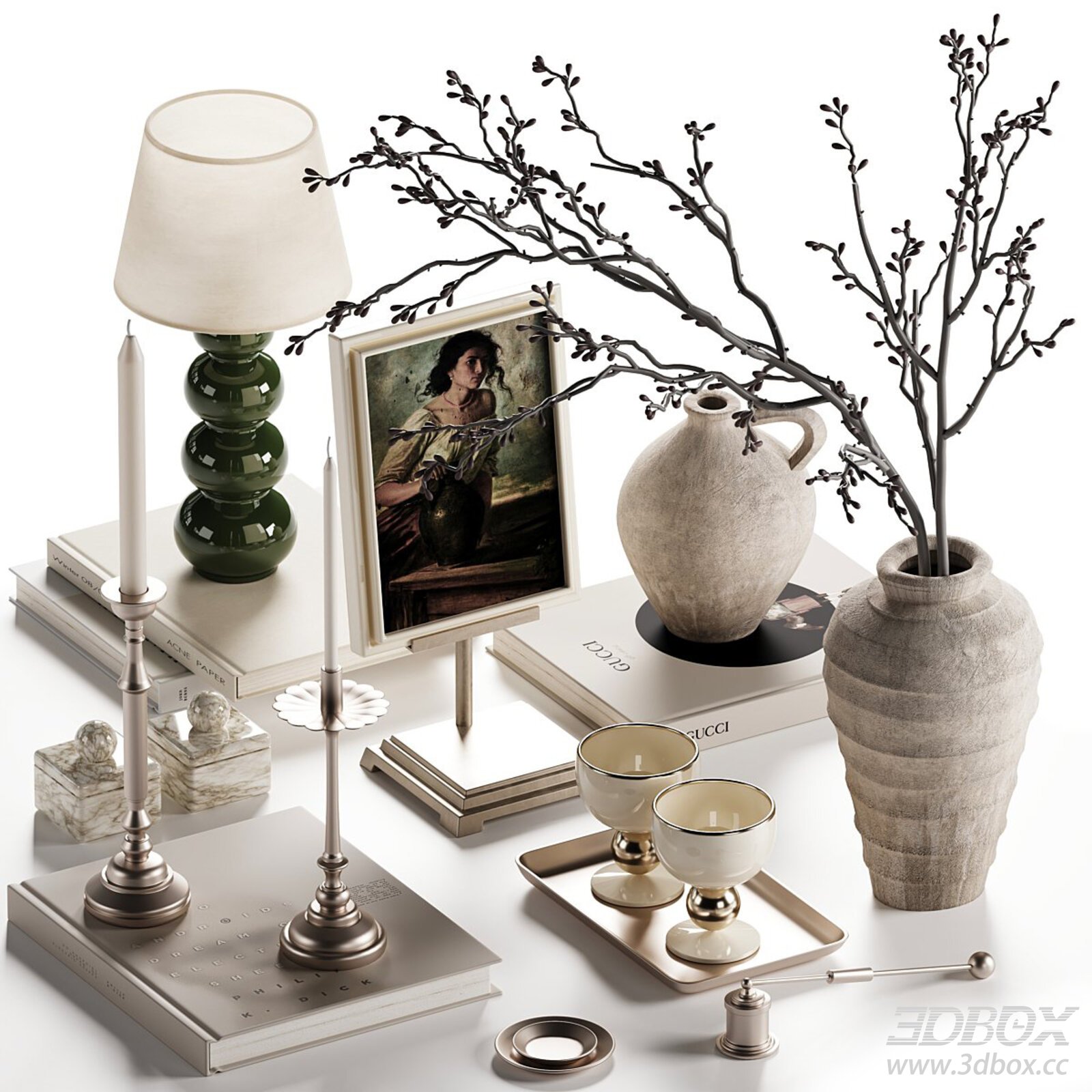 Decorative Set Ornaments and Artistic Decor 3D model - thumbnail 1