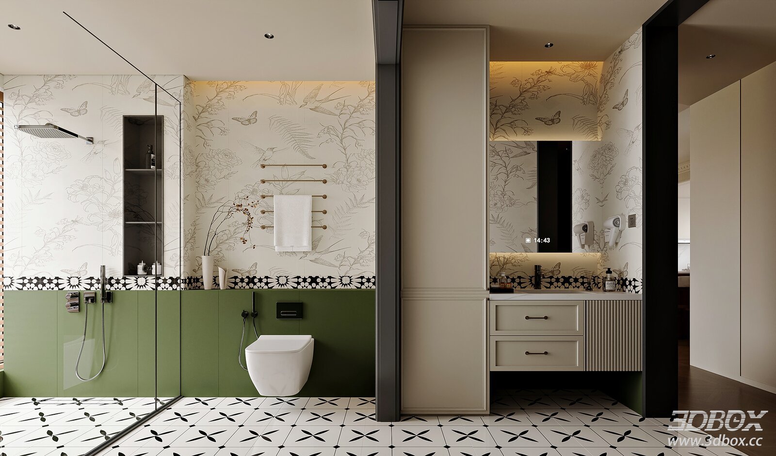 French - style Bathroom 3D model - front view