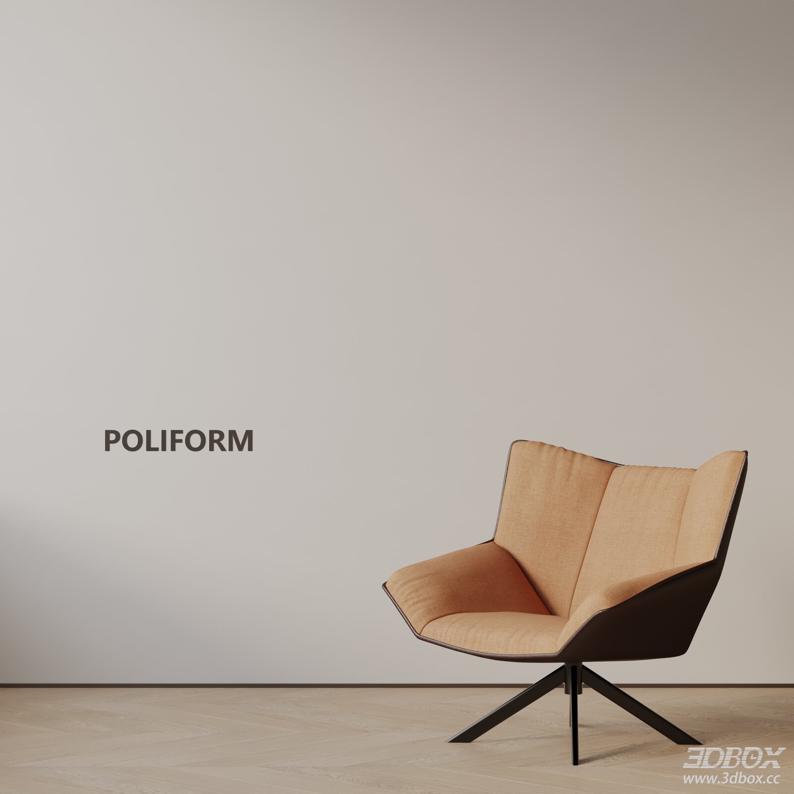 Modern Lounge Armchair 3D model - front view