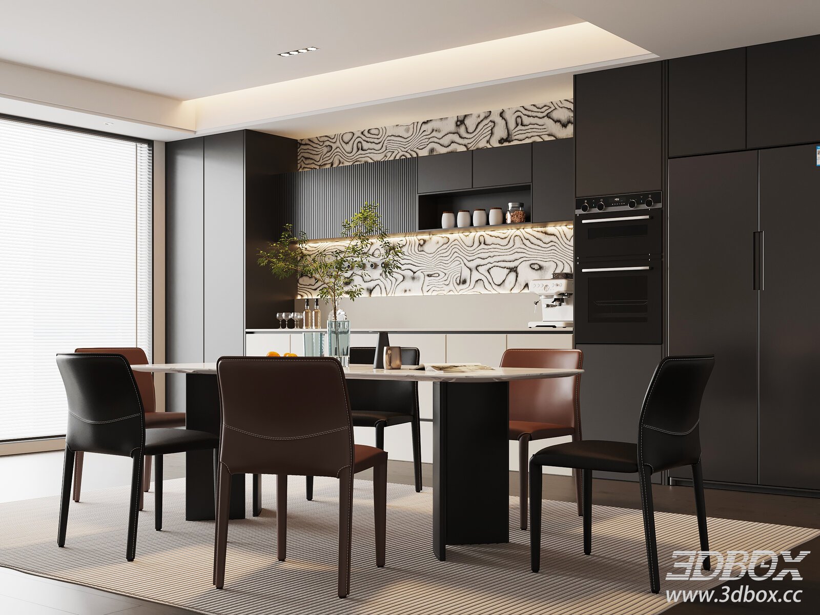 Modern Italian Dining Room 3D model - thumbnail 1