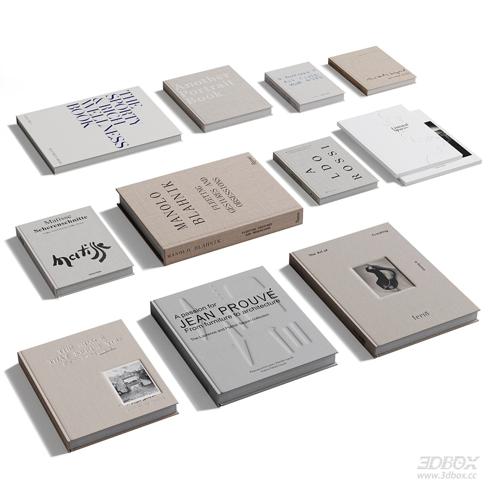 Minimalist Books Set 3D model - thumbnail 1