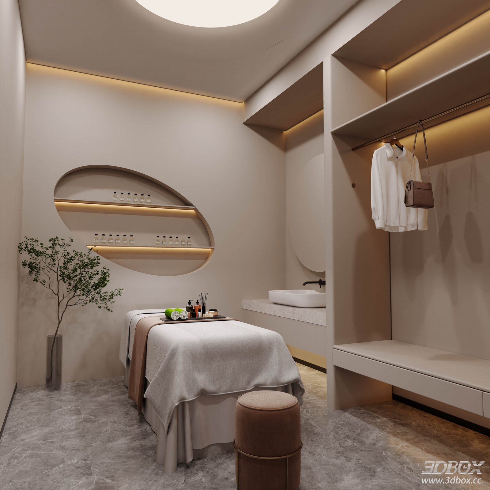 Modern Beauty Treatment Room 3D model - front view