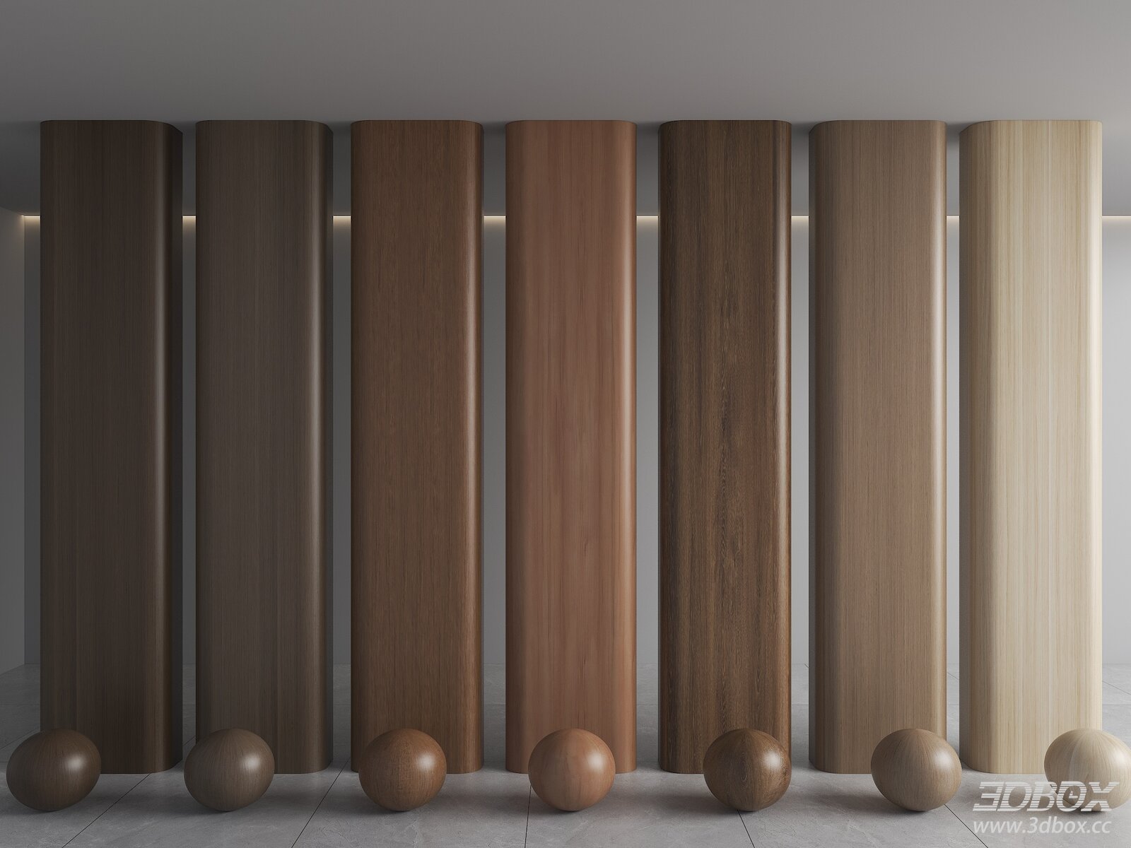 Wooden Veneer Panels 3D model - front view