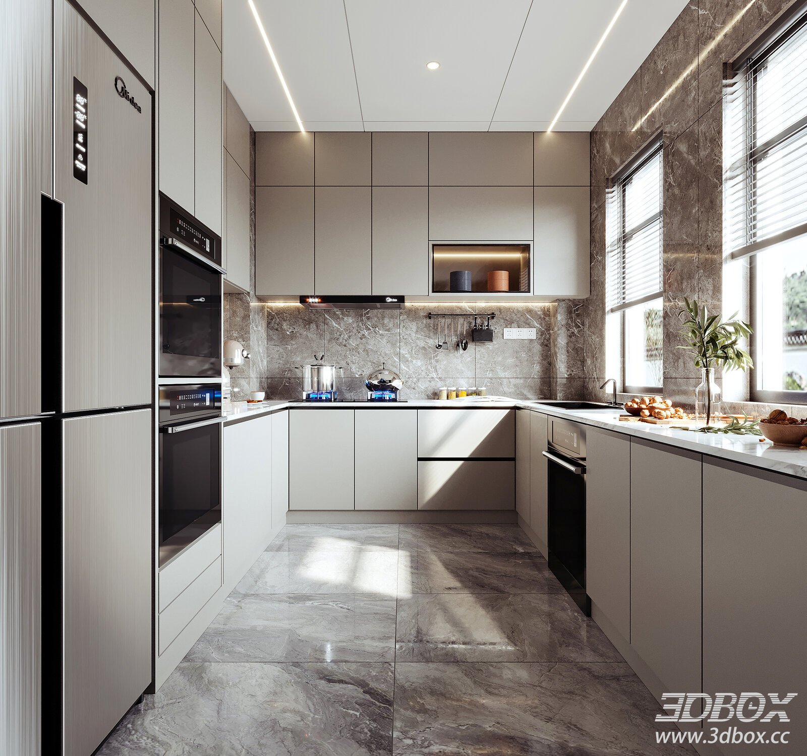 Modern Kitchen Interior 3D model - thumbnail 1