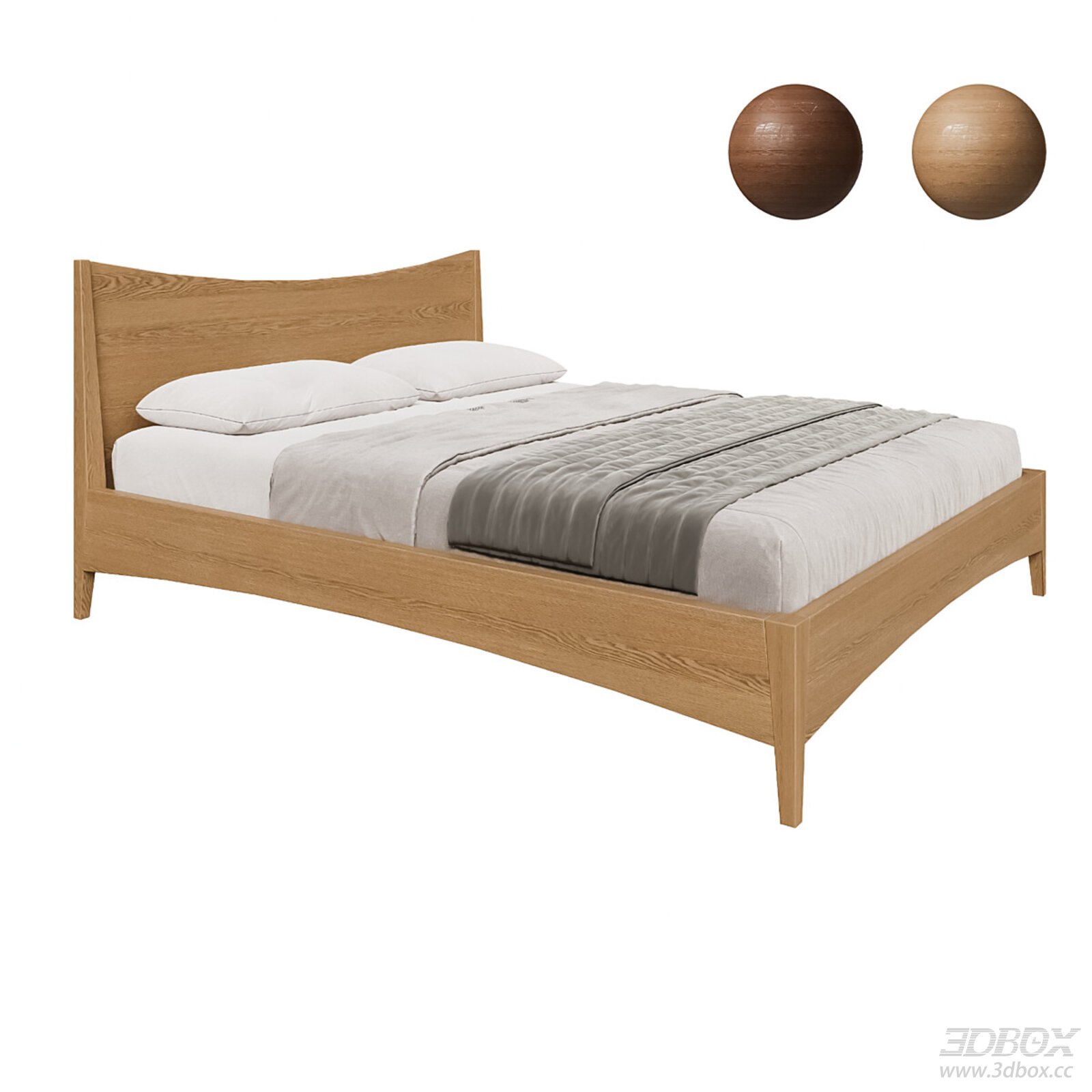 Nordic Simple Double Bed 3D model - thumbnail 1