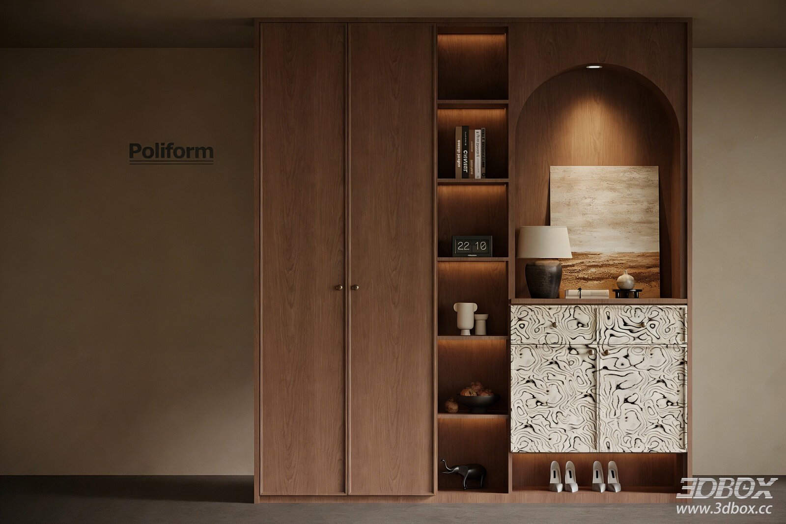 Vintage - style Entryway Cabinet 3D model - front view