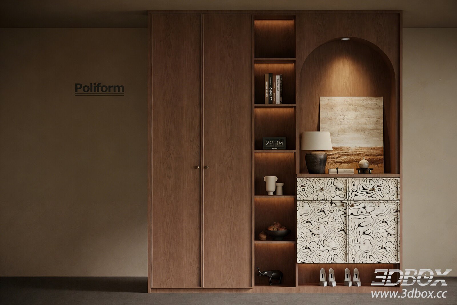 Vintage - style Entryway Cabinet 3D model - thumbnail 1