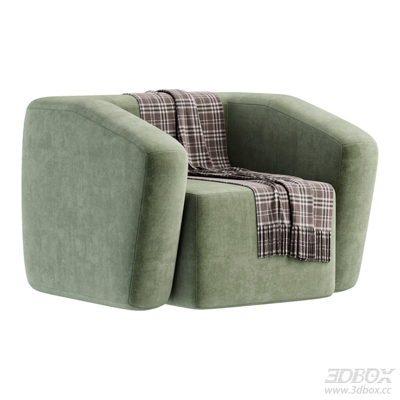 Modern Single Armchair with Thrown 3D model - thumbnail 1