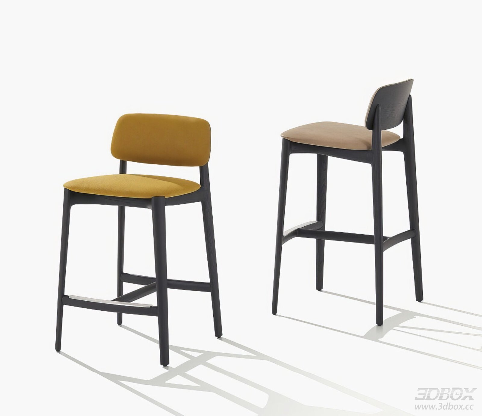 Modern Minimalist Bar Stools 3D model - thumbnail 1